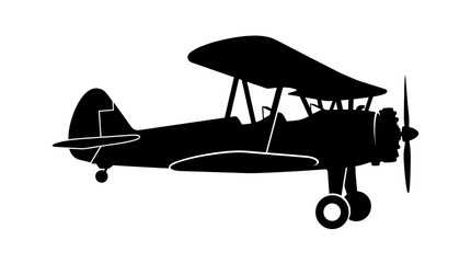 4th July, Independence day of America. Vintage biplane silhouette, black airplane icon, aircraft symbol, vector illustration Vector © MST