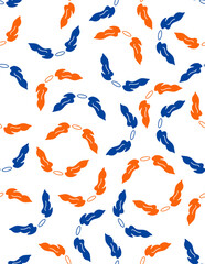 Obraz premium Seamless pattern angel wings halos, blue and orange light background.