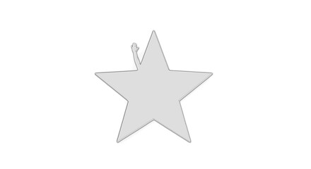 Obraz premium A star shaped earring hangs from a transparent background with gray outline.