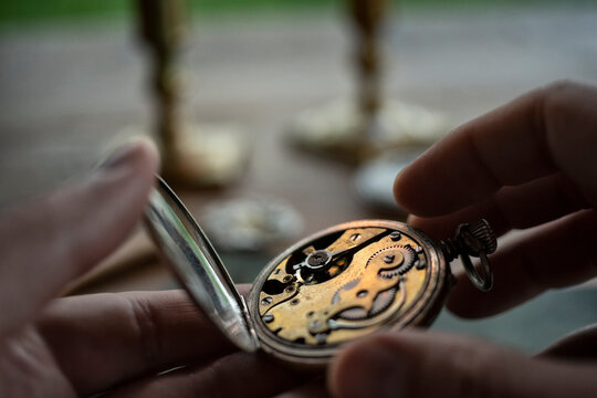Traditional watchmaker workshop with vintage mechanical watches and tools