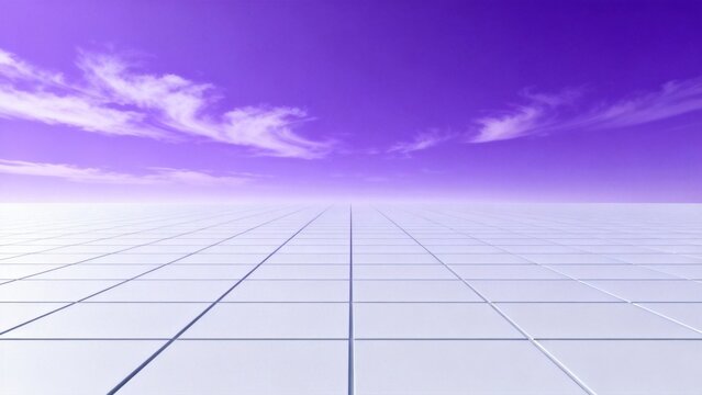 Grid landscape under purple sky