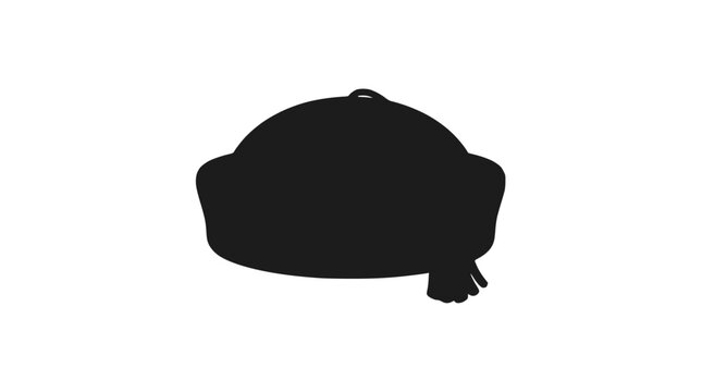 Simple black silhouette of traditional fez hat with tassel.