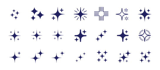 Obraz premium Sparkle Collection: A comprehensive set of sparkling starburst and glitter icons, offering a versatile collection of graphic elements to add a touch of magic and brilliance to any design.
