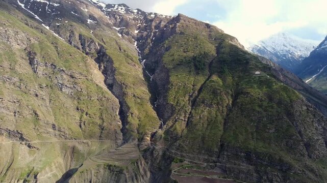Drone Flight Over Himalayan Mountains and Valleys, India