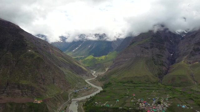 Scenic Drone View in Clouds of Himalyas, India