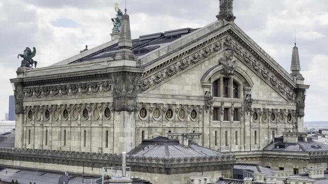Paris skyline view from Galeries Lafayette Haussmann rooftop, France