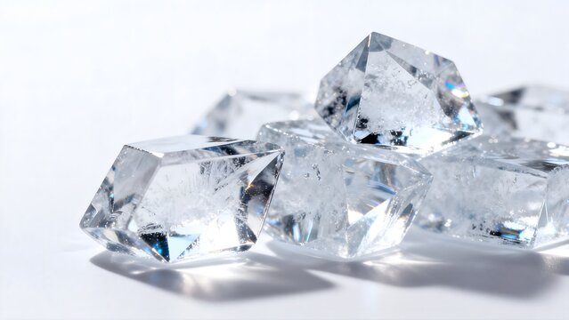 Ice cubes on white surface