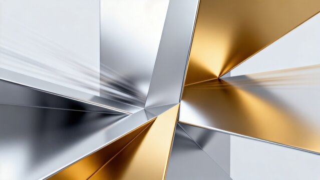 Abstract geometric shapes with metallic surfaces