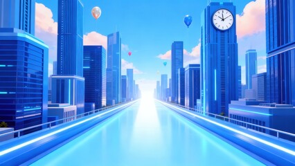 Fototapeta premium Futuristic cityscape with elevated road
