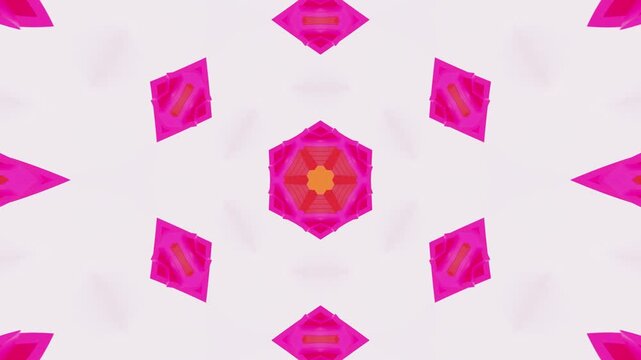 High Energy Abstract Neon Kaleidoscope Background Generated from Vibrant 3D Geometric Shapes with Seamless Mosaic Motion for Digital Design and Branding