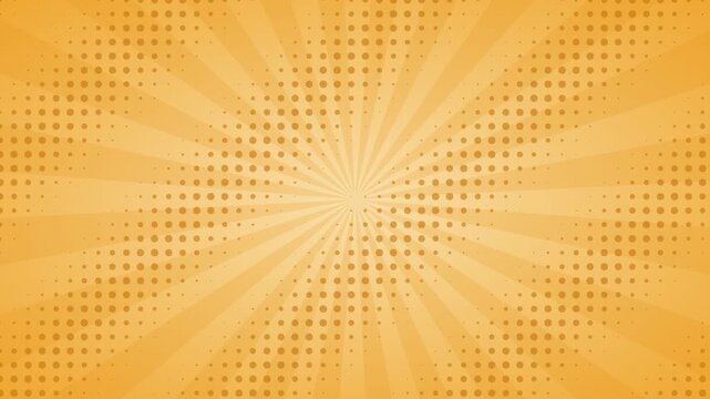 Animated amber comic halftone grid background, pop art halftone speed lines motion loop