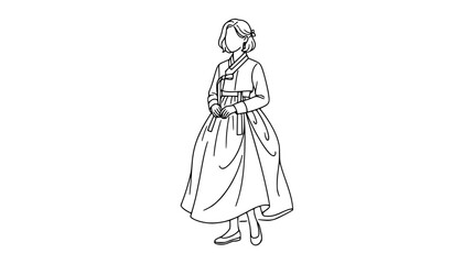 Fototapeta premium Traditional Korean woman wearing a hanbok dress