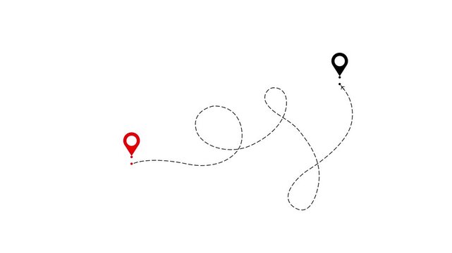 Airplane Route Dotted Line. Vector illustration of air plane flight route with the point of location line. travel airline animation.