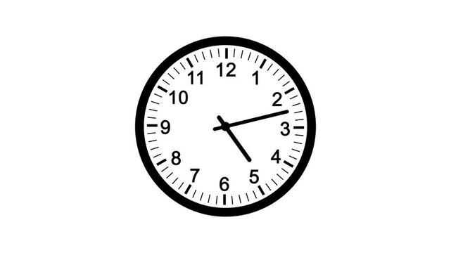 Clock spinning, watch animation on transparent background with alpha channel. Analog clock spinning and 24 hours timer clock icon animation Clock icon flat style 24 hours day fast speed with moving ti