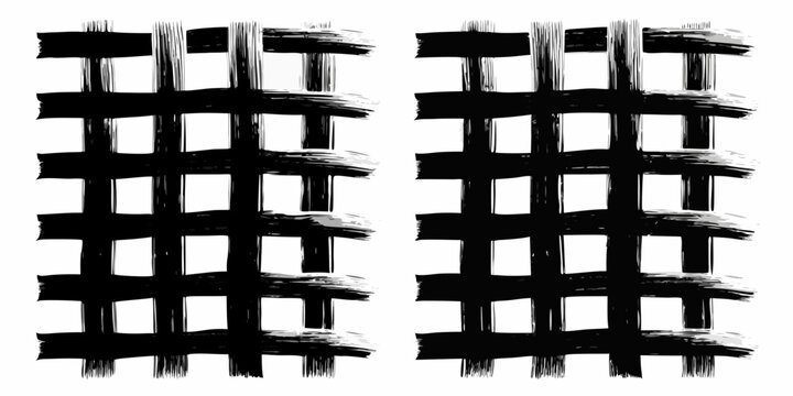 Black Brushstroke Grid Pattern On White Background