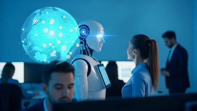 Human interaction with an advanced humanoid ai robot