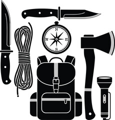 Survival gear set illustration Vector © Masud Crafts