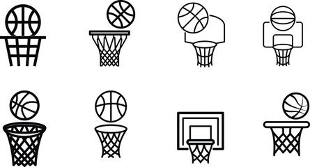 Fototapeta premium Basketball hoop and ball icons