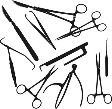 Medical forceps and scissors set Vector