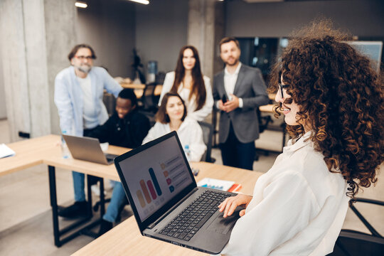 Businesswoman presenting data during an office meeting