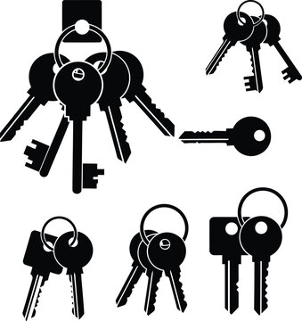 Black keys hanging on a hook Vector