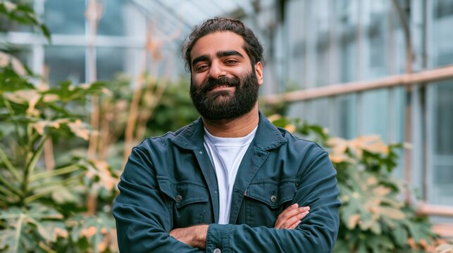 gen team lead young adult south asian plus-size man smiling