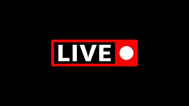 Live streaming broadcast animation, red recording indicator, social media real-time video, isolated on Alpha channel, professional on-air signal, internet media content, and graphic.