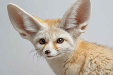 Obraz premium Wildlife portrait of a fennec fox in a clean white setting