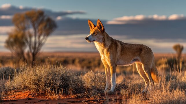 Australian Dingo Encounter: Wildlife Moment on Distant Horizon