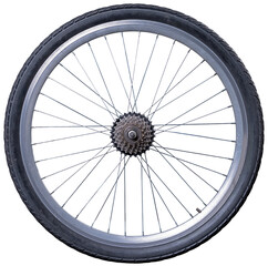 Fototapeta premium Bicycle wheel on an isolated background. 