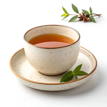a rustic ceramic mug filled with steaming hot coffe