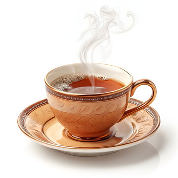 a rustic ceramic mug filled with steaming hot coffe