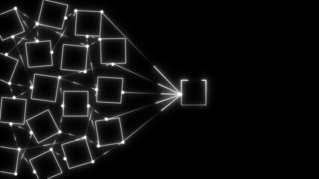 target and neon box animation connection linkage with human icon for customer focus target group and customer relation management concept.