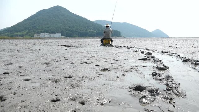 Korean traditional fishing bluespotted mudskipper Jjantungoe mudflat fisherman culture 대한민국 한국 전통 어업 수산업 짱뚱어낚시 전통낚시 갯벌 서남해안 순천만 보성 신안 어부 짱뚱어 홀치기낚시 전통어업 보양식 뻘배 바다 썰물 물빠짐 해안선 진흙 지형 생태계 자연 환경 야생동물 생물학 관찰