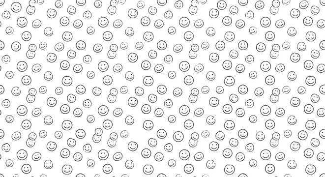 Hand-Drawn Cute Smiley Faces Pattern Doodle Vector Pattern