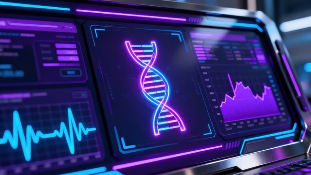 Futuristic DNA data analysis interface