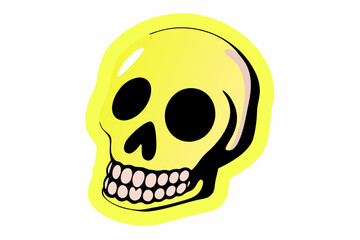 Bright yellow cartoon skull illustration with black eye sockets and teeth © Mityunjoy