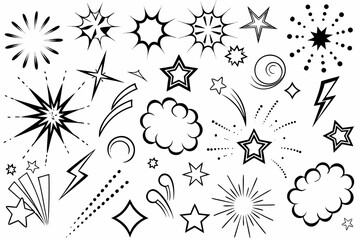 Obraz premium Comic book action effects vector illustration black and white design