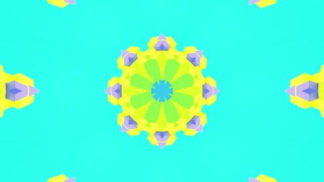 Colorful Symmetrical Kaleidoscope Background Generated from Neon Abstract 3D Geometry Dynamic Motion Design for Modern Creative Visual Communication
