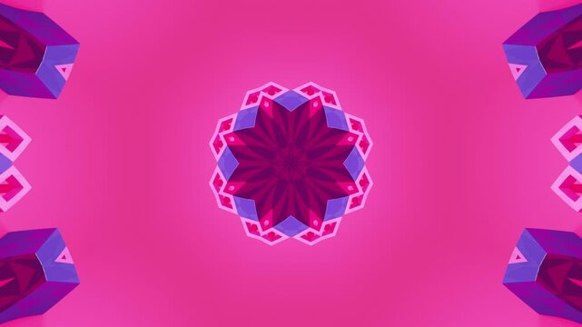 Futuristic Neon Mosaic Background Created from Abstract 3D Geometric Elements with Kaleidoscope Effect Dynamic Colorful Animation for Creative Digital Projects
