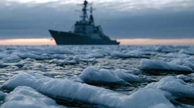 arctic naval patrol, a movie set in the arctic featuring a naval vessel patrolling icy waters, showcasing military presence and a tense atmosphere