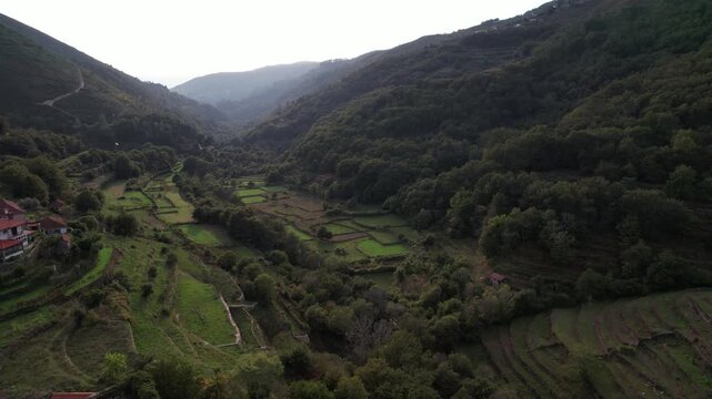 Aerial View Village of Sistelo in Portugal. The litle Portuguese Tibet