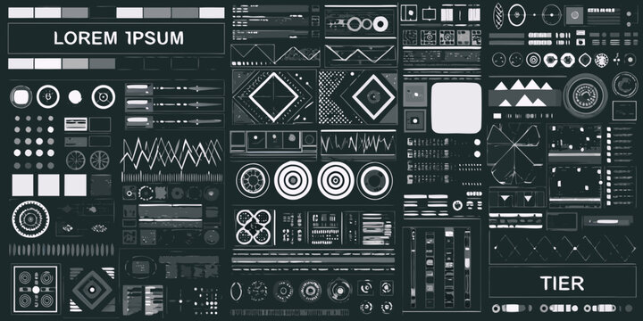 Futuristic Interface Elements Vector Illustration With Dark Background