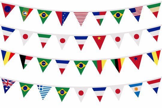 World flags pennant garland a colorful vector illustration on a white background