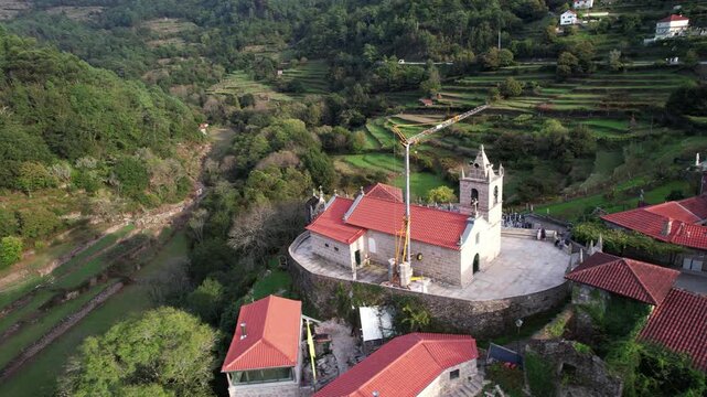 Aerial View Village of Sistelo in Portugal. The litle Portuguese Tibet
