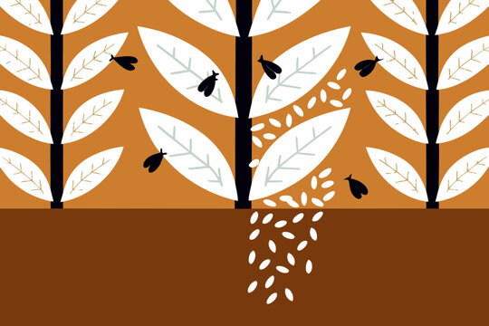 Whitefly Infestation on Tomato Plant Vector Illustration