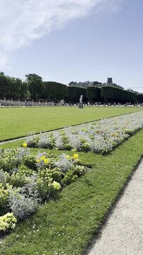 Jardin du Luxembourg and Palais du Luxembourg in Paris spring view