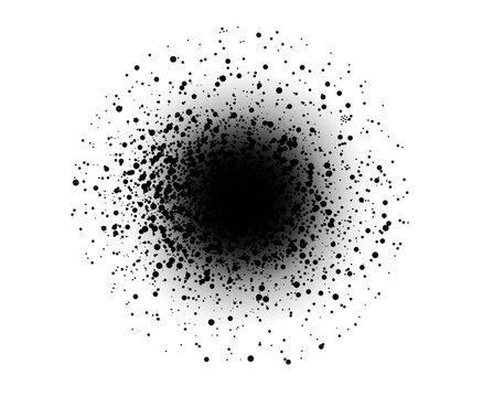 Black hole noise spray round gradient. Dotted black grain stipple texture on white background. Vector illustration