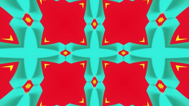 Colorful Neon Geometric Kaleidoscope Formed from Abstract 3D Structures Animated in Symmetrical Motion for Modern Branding and Motion Graphics