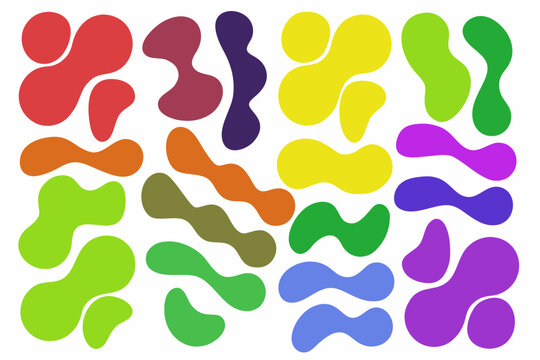 Colorful organic blob shapes a vibrant vector pattern on a white background